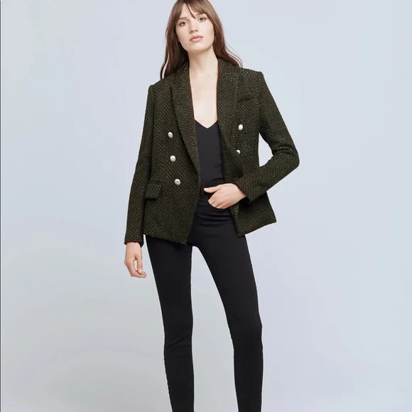 L’AGENCE Kenzie Double Breasted Tweed Shimmer Blazer - Picture 6 of 10